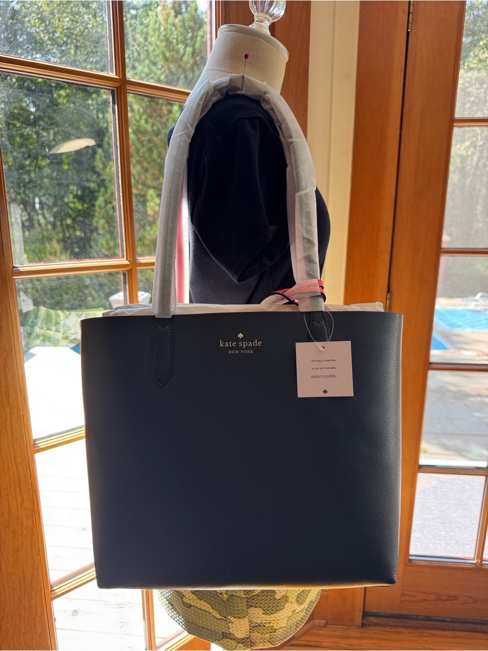 NWT Kate Spade AVA Blazer Navy and Pink Leather Reversible Tote.  Fantastic!